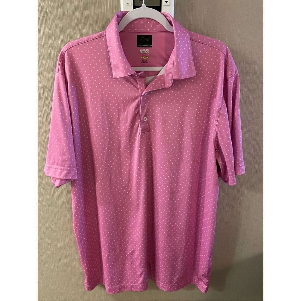 Greg Norman play dry golf pink men’s large polo